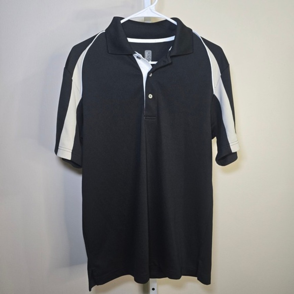PGA Tour Mens Golf Polo Shirt Black White Colorblock Short Sleeve Sz S/CH